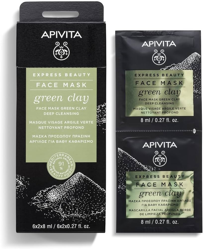 Set, Apivita, Green Clay, Cleansing & Purifying, Clay Mask, 2 pcs, 8 ml