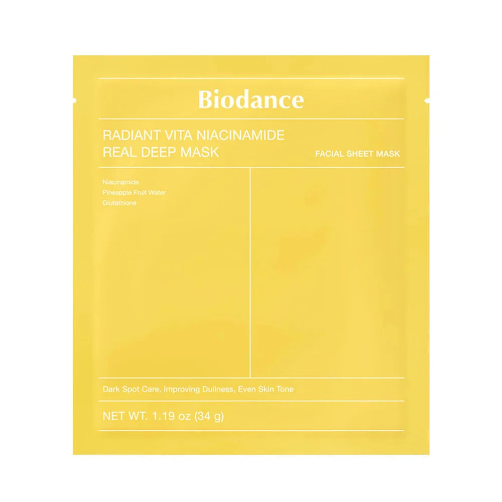 Biodance, Radiant Vita, Niacinamide, Anti-Dark Spots, Sheet Mask, For Face, 34 g