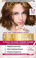 L'Oreal Paris, Excellence Crème, Permanent Hair Dye, 5.3 Light Chestnut, 200 g *Tester
