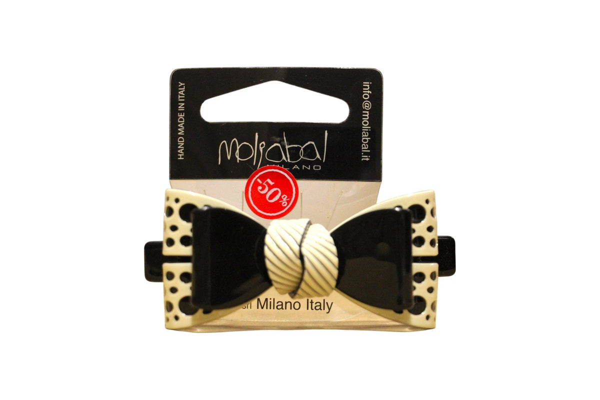 Moliabal Barrette 345 - Nœud ivoire noir