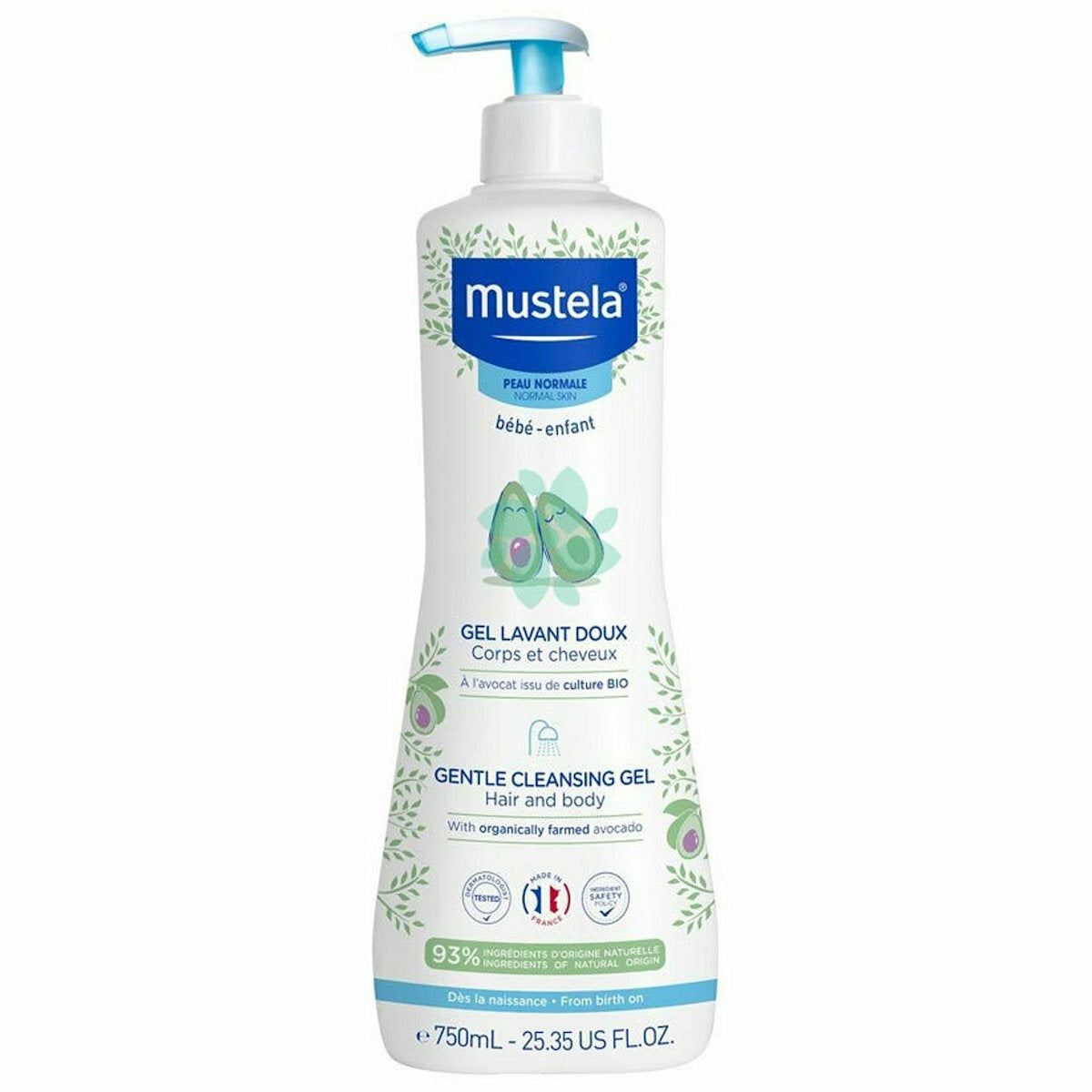 Mustela, Mustela, Avocado, Gentle Cleansing, Cleansing Gel, For Face & Hair, 750 ml