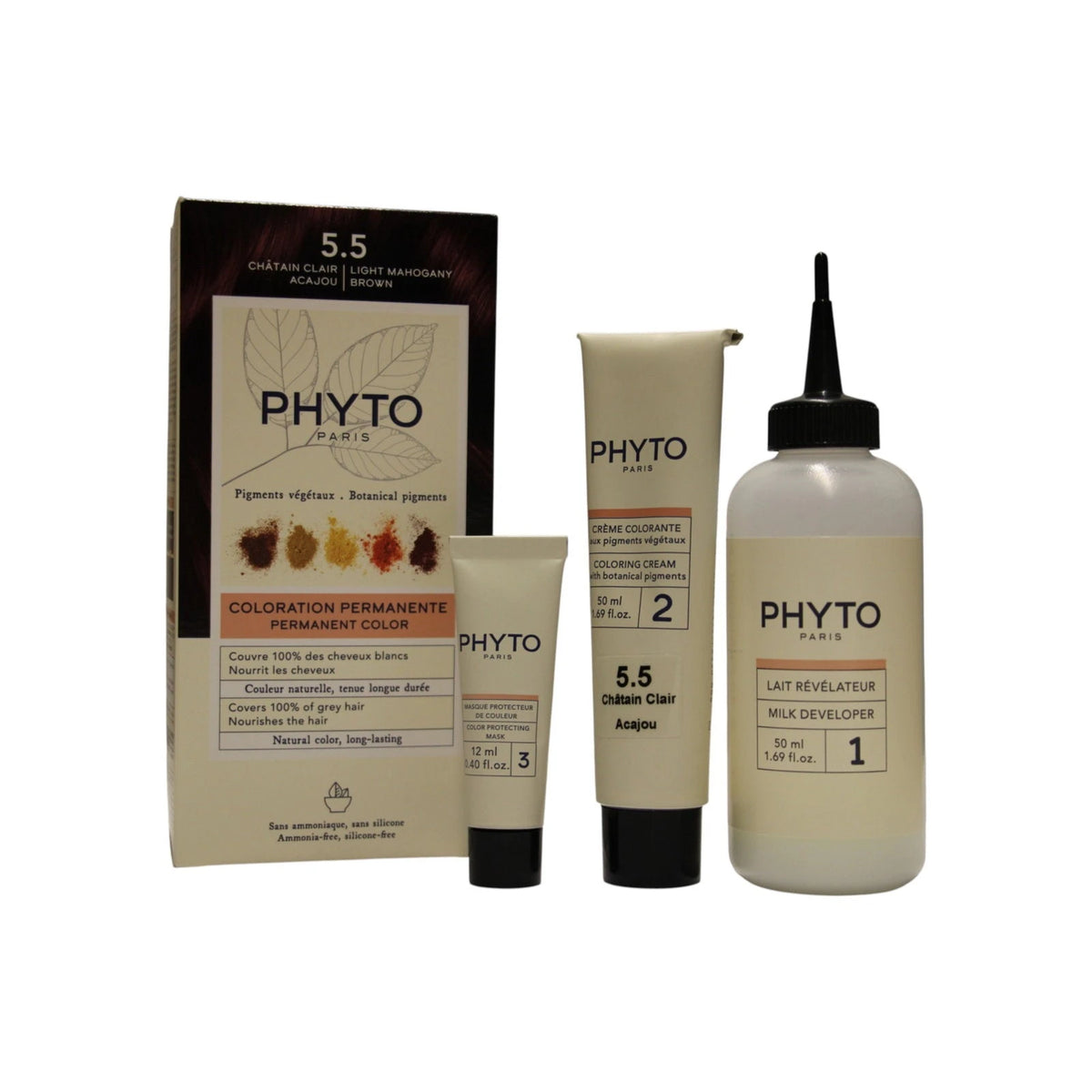 Phyto Color Kit Coloration permanente pour cheveux 5.5 Châtain acajou clair 50 ml