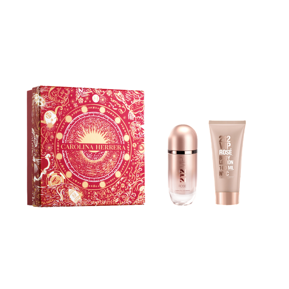 Set Carolina Herrera: 212 VIP Rose, Eau De Parfum, For Women, 80 ml + 212 VIP Rose, Moisturising, Body Lotion, 100 ml