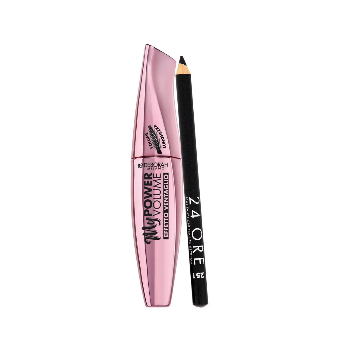 Set Deborah: 24H Extra, Gel Pencil Eyeliner, Black, 1.5 g + My Power, Waterproof, Volumizing, Mascara, Black, 14 ml