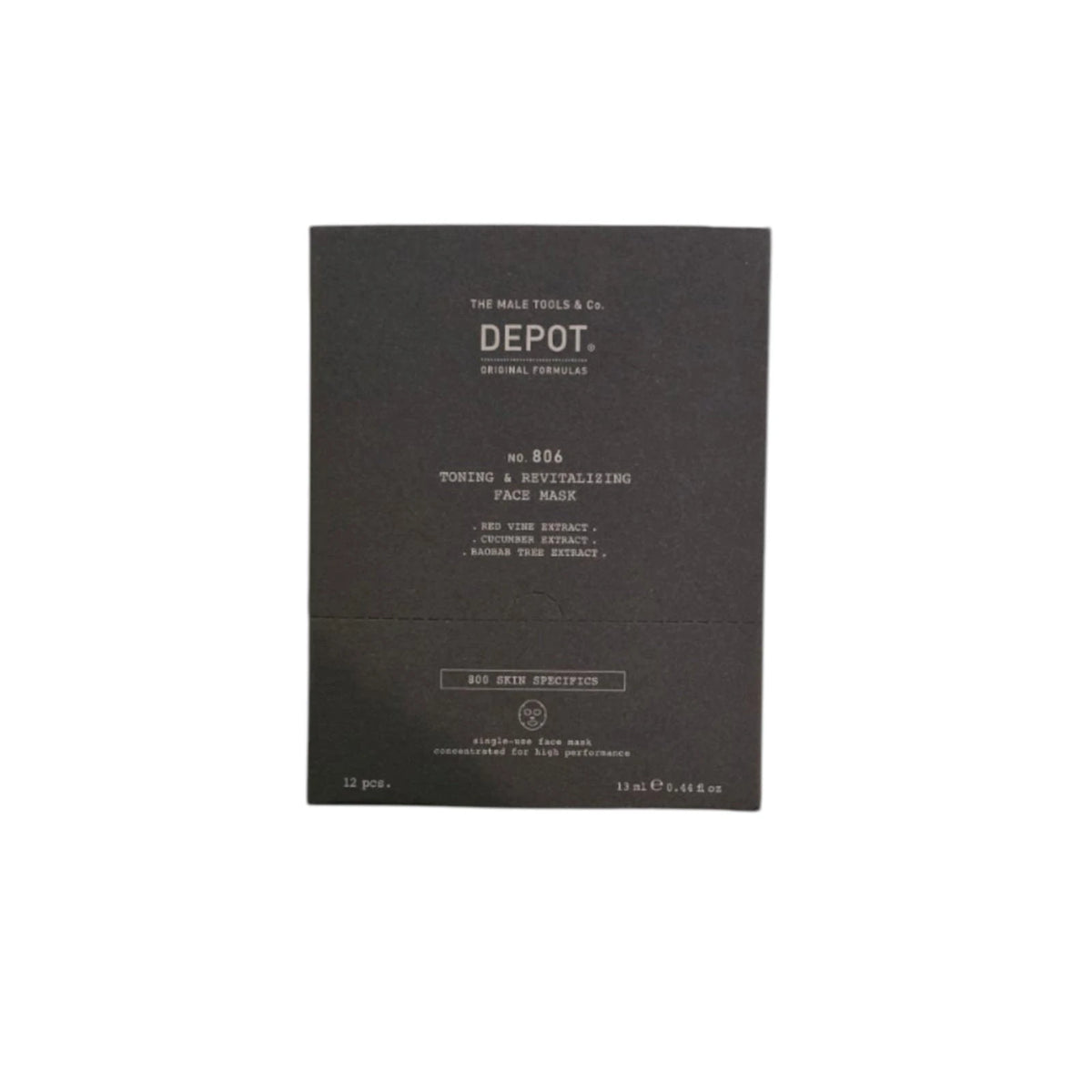 Set, Depot, 800 Skin Specifics No. 806, Hyaluronic Acid, Toning & Revitalizing, Sheet Mask, For Face, Day, 12 pcs, 13 ml
