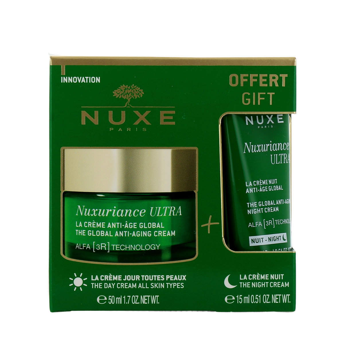 Set Nuxe: Nuxuriance Ultra, Anti-Ageing, Cream, For Face, 50 ml + Nuxuriance Ultra, Anti-Ageing, Night, Cream, For Face, 15 ml