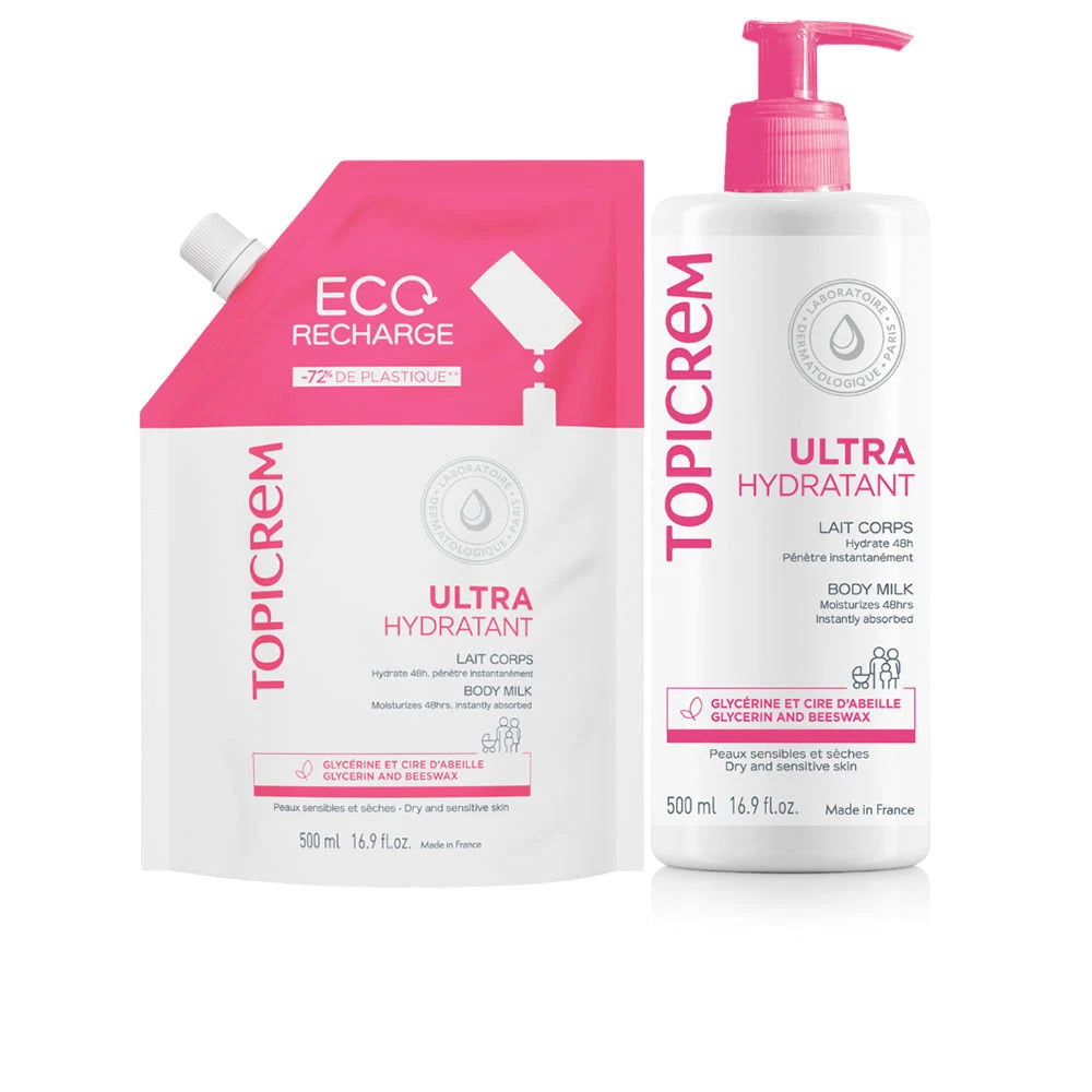 Topicrem Lait corps Ultra Hydratant Set rechargeable
